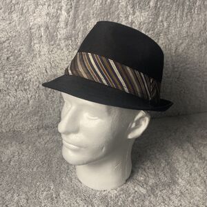 Vintage Crown Co Plaid Fedora Black Hat Size Small/Medium 100% Cotton